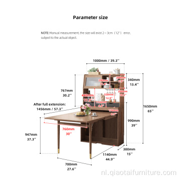 Houten opvouwbare uitschuifbare kast Opvouwbare eettafel